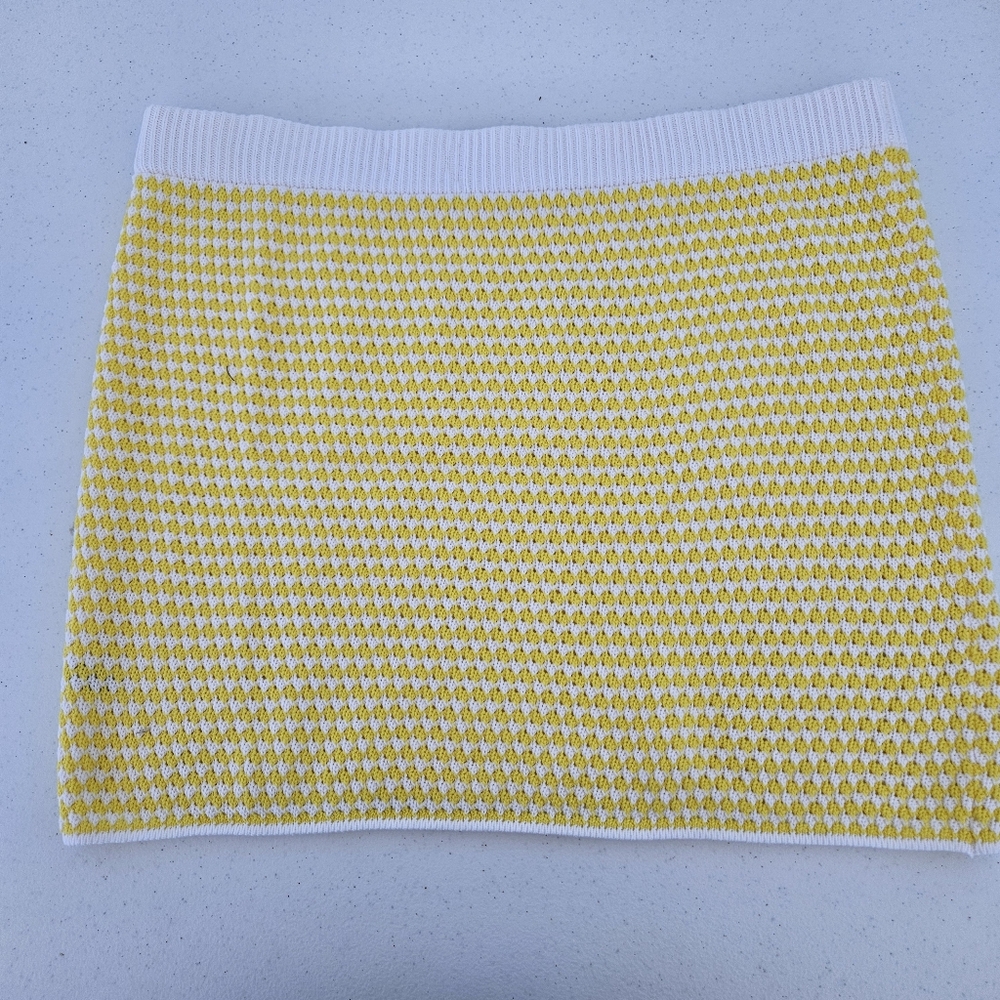 Future Collective with Alani Noelle Crochet Yellow Checkered Mini Skirt